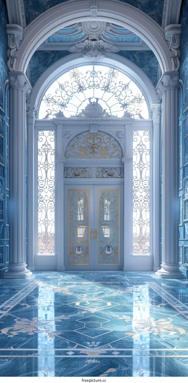 Elegant Blue Palace Entrance Hall