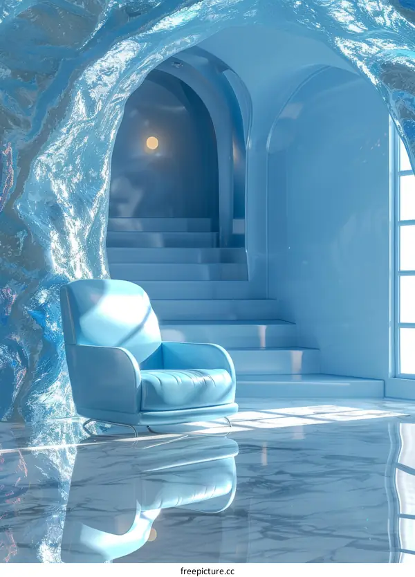 Ice Cave Interior Design with a Light Blue Chair