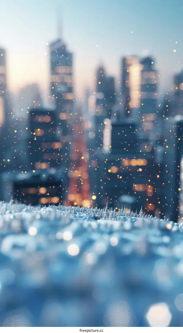 City Lights in Snowy Winter Streets