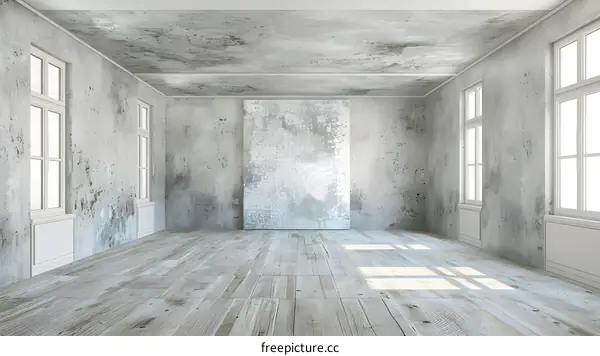 Empty Room with White Walls and Wooden Floor