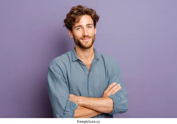 Smiling Caucasian Man Studio Portrait