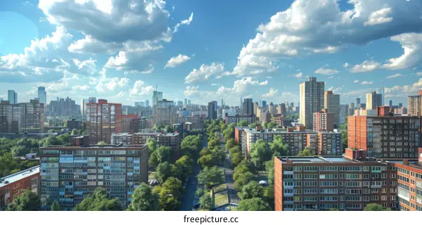 Cityscape View of Urban Housing Complex