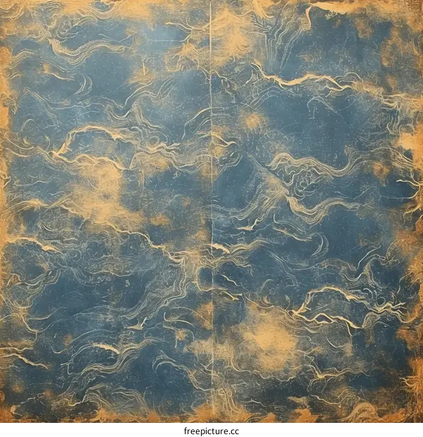 Golden veins on a blue background