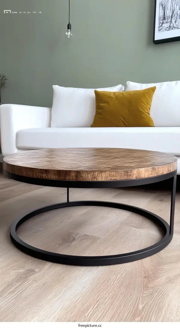 Modern Wooden Coffee Table in a Living Room