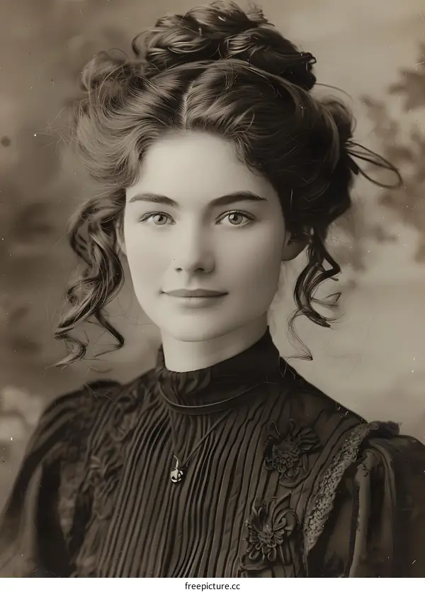 Vintage Portrait of a Woman in a Black Dress