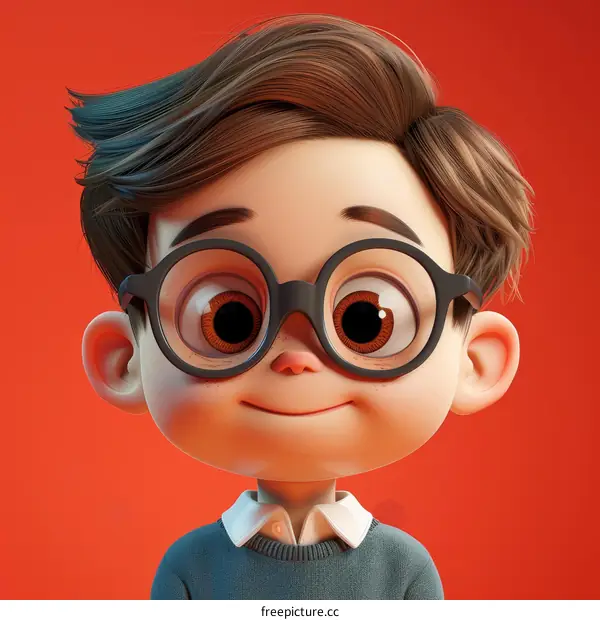 Adorable Cartoon Boy Avatar with Glasses