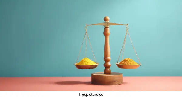 Balance Scales with Spices Justice and Equality