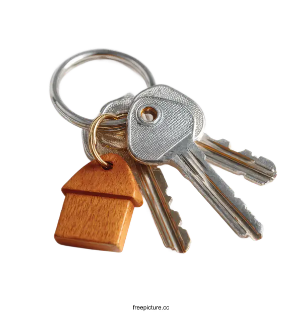 [Transparent Background PNG]Bunch of Keys with House Shaped Keychain