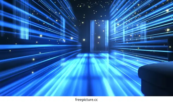 Abstract Blue Light Corridor Illustration