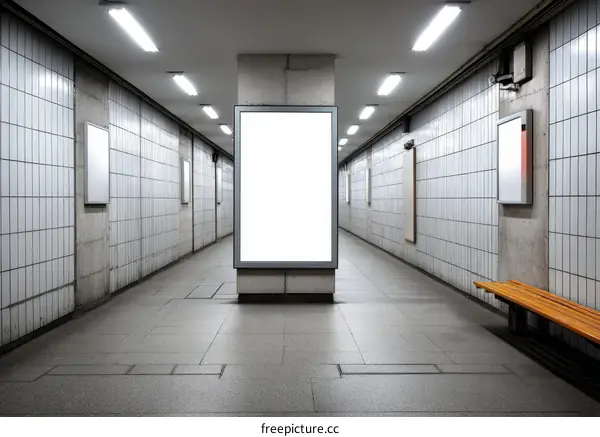 Empty Subway Tunnel Advertising Billboard