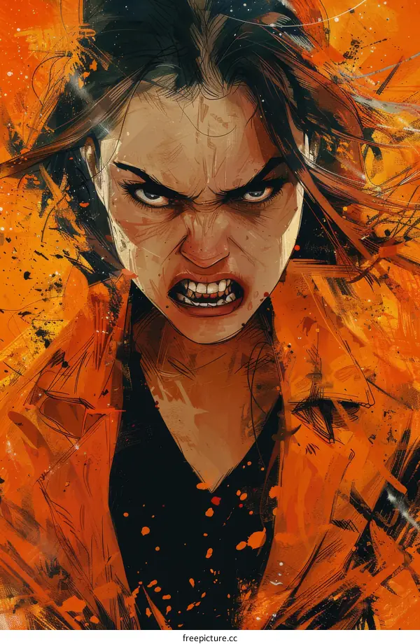 portrait of a fierce looking woman