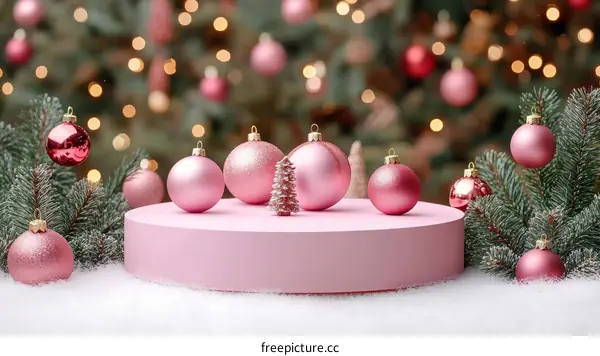 Pink Christmas Ornaments on Display