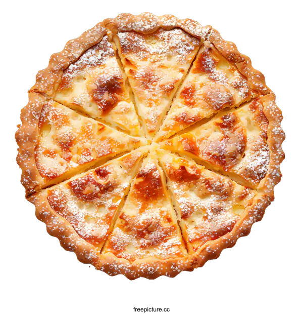 [Transparent Background PNG]Top view of homemade apple pie cut into slices