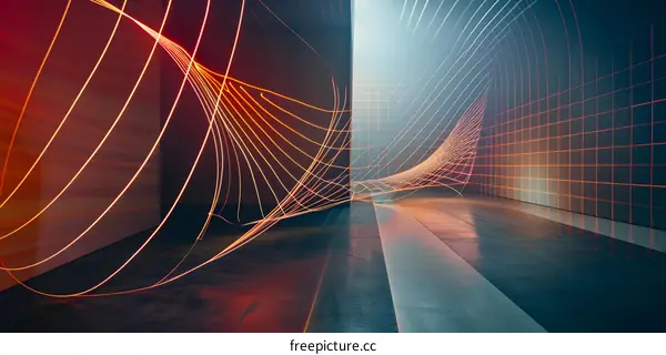 Abstract Futuristic 3D Render Neon Lights Technology Background