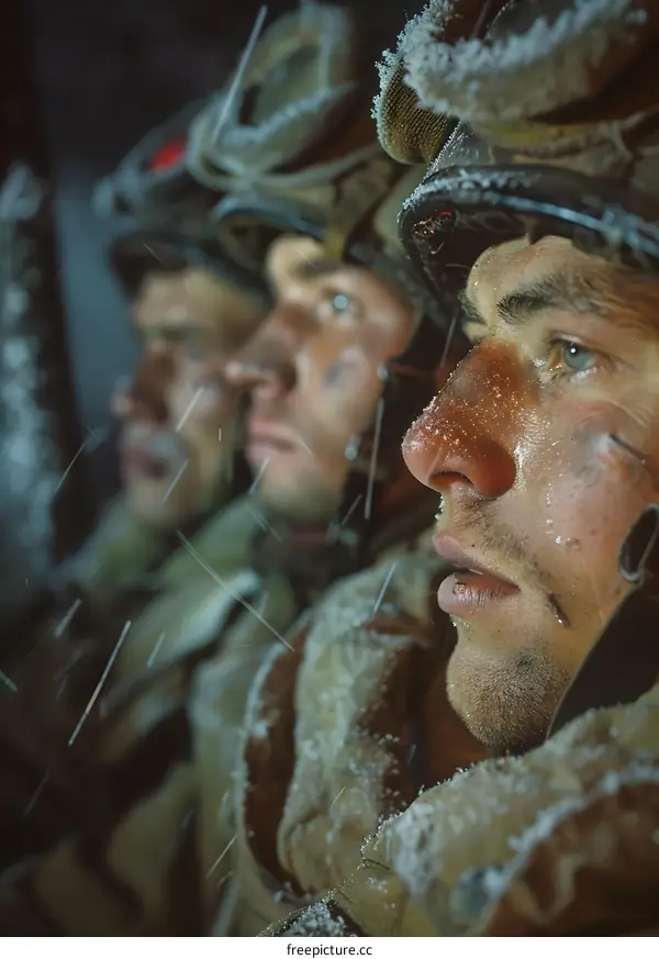 Three soldiers in the snow