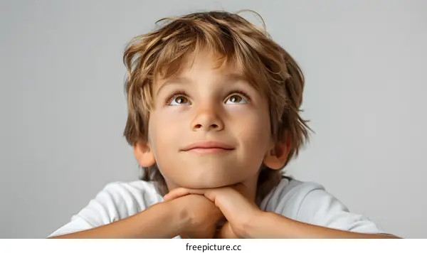 Young Boy Looking Up With Wonder