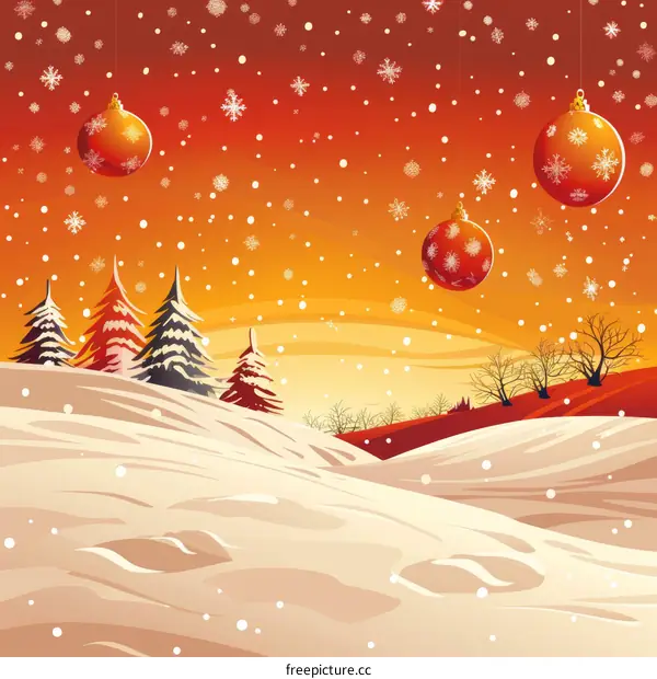 Christmas Snow Scene with Santa Claus and Family