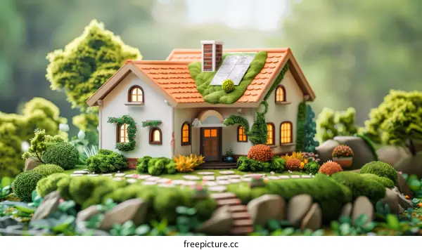 Eco-Friendly Tiny House with Solar Panels on a Hillside