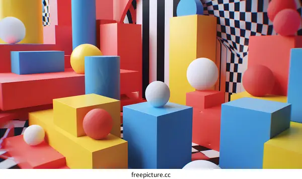 Abstract Geometric Shapes in Primary Colors