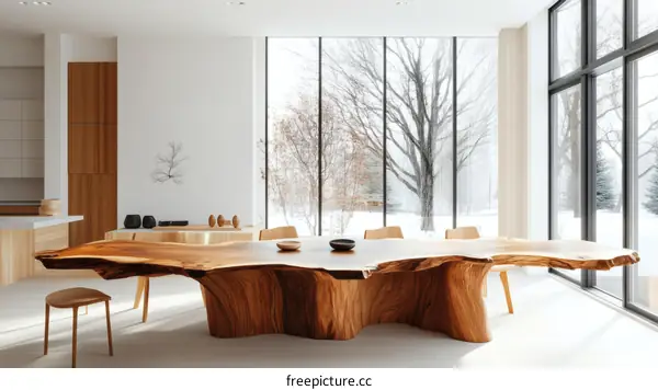 Modern Rustic Dining Table with Large Windows