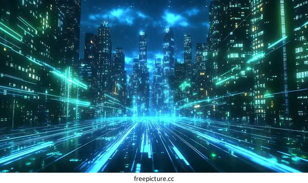 Futuristic Neon Cityscape at Night