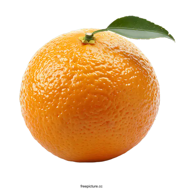 [Transparent Background PNG]Fresh orange fruit with leaf