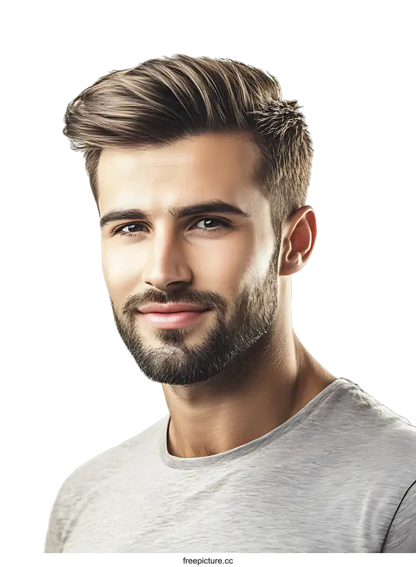 [Transparent Background PNG]Portrait of a Handsome Man with a Beard