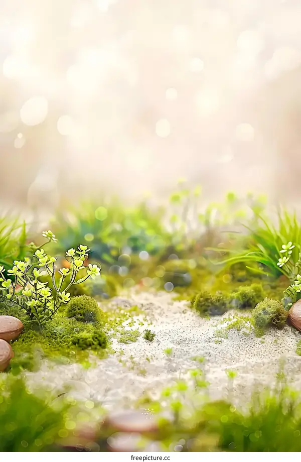 Green Grass and Flowers with Bokeh Background