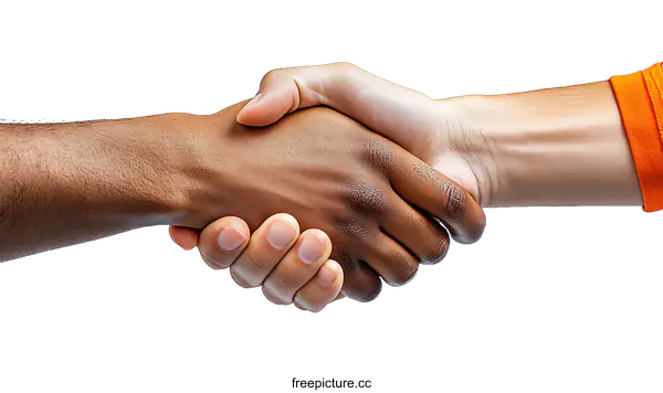 [Transparent Background PNG]Diverse Hands Shaking in a Friendly Gesture