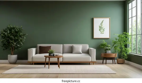 Modern Green Living Room Interior Design