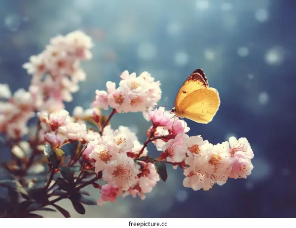 Spring Blossom with Butterfly in Soft Focus