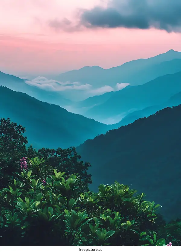 Blue Mountains at Sunrise with Fog