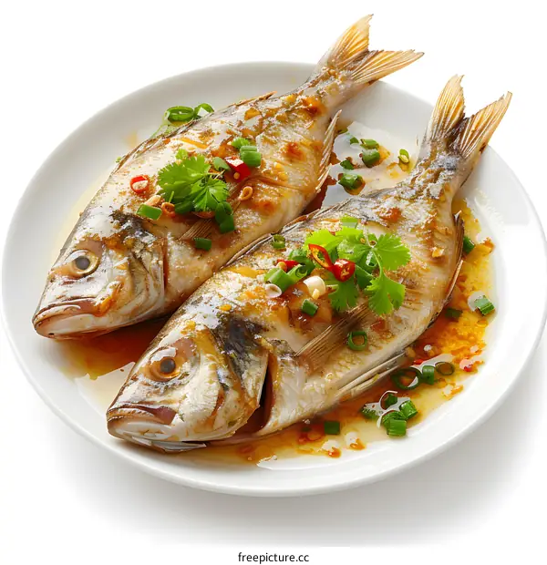 Steamed Fish on White Plate