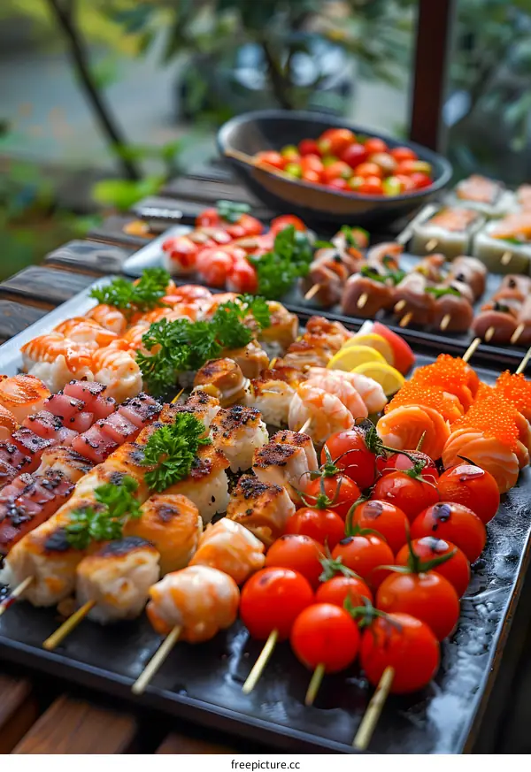 Delicious Food on Skewers