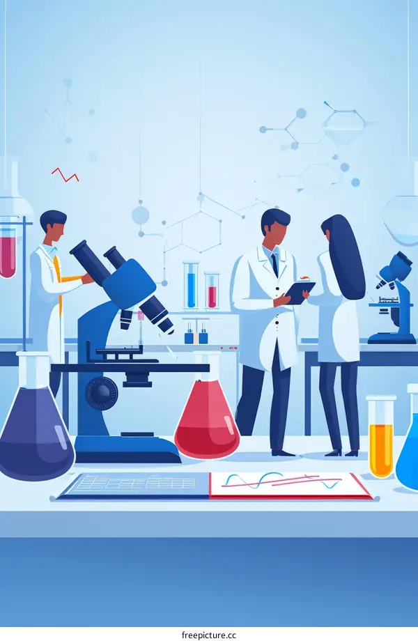 Scientists in lab coats working in a laboratory