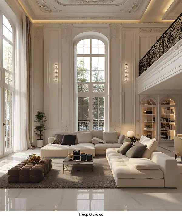 Bright spacious living room interior design