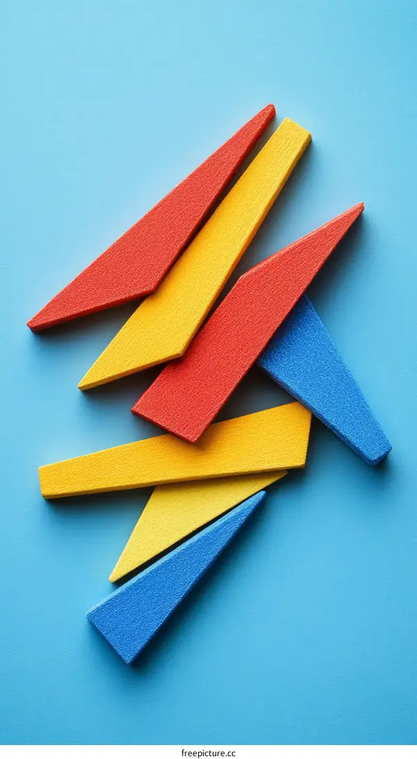 Colorful Geometric Shapes Composition on a Blue Background