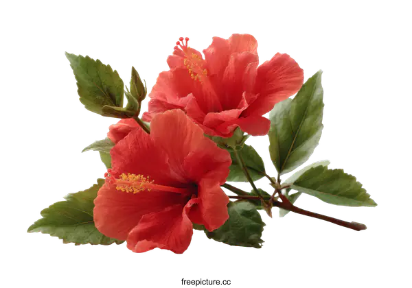[Transparent Background PNG]Beautiful Coral Hibiscus Flowers