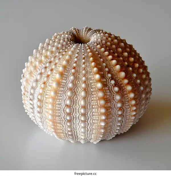 Sea urchin skeleton on a white background