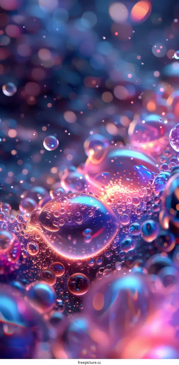 Abstract Colorful Bubbles on Blue and Purple Background