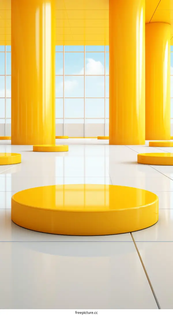 Yellow room with podium