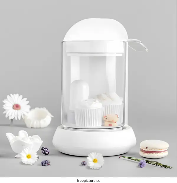 White Container With Cupcakes And Macarons