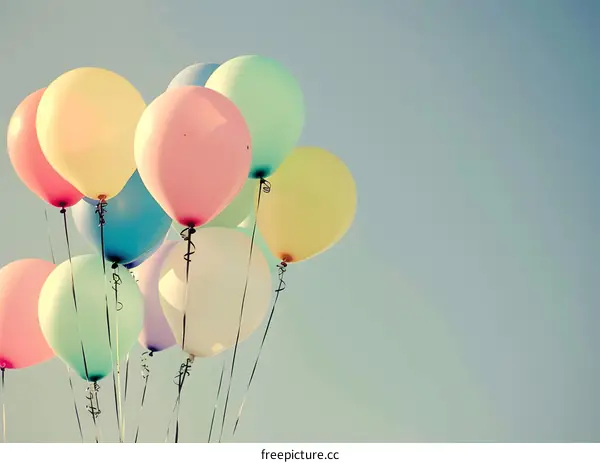 Colorful Balloons Floating in the Sky