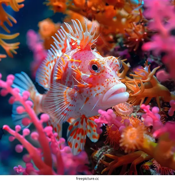 Red and White Fish Swimming Near Coral Reef