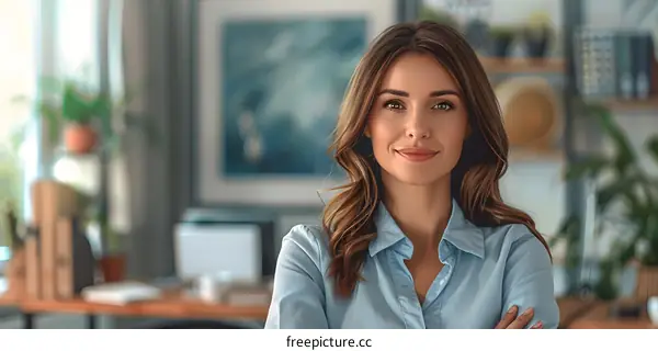 portrait of a young woman in a blue shirt