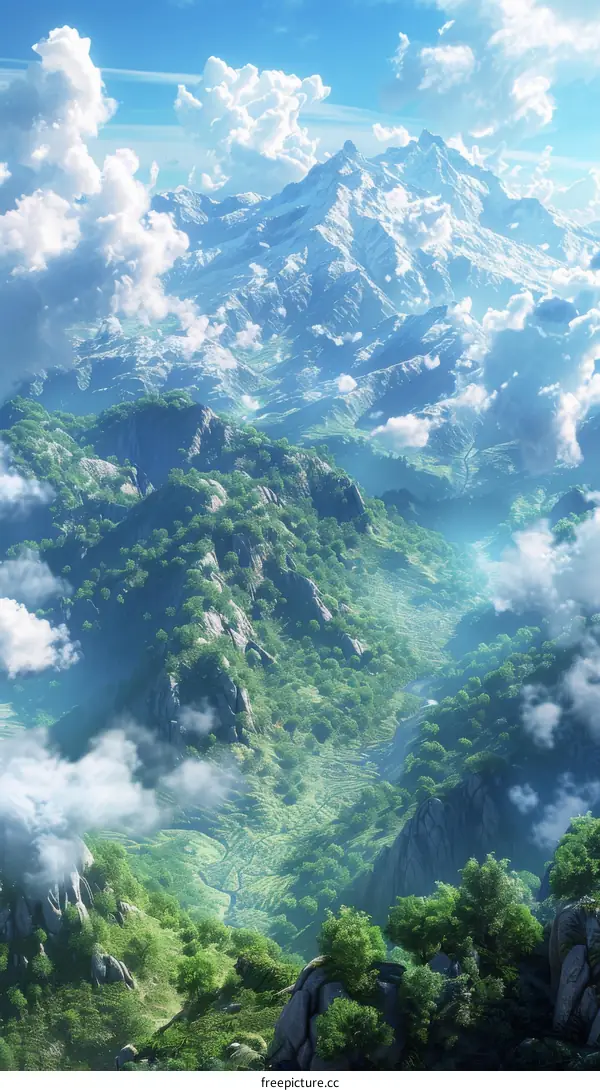 Majestic Mountain Scenery with Lush Green Valleys