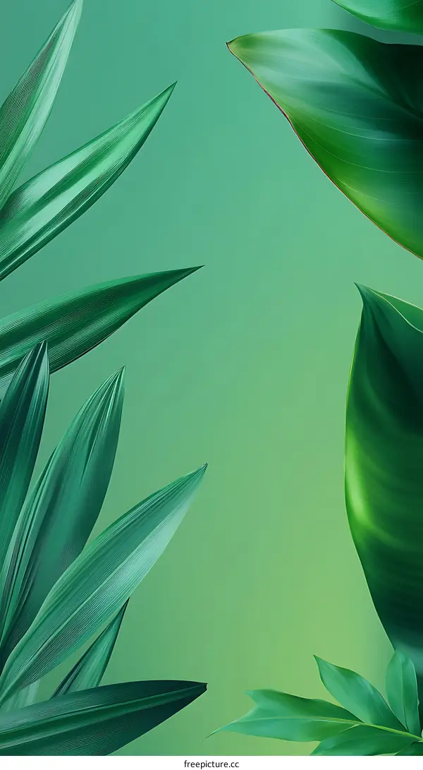 Green Leaves on a Green Background