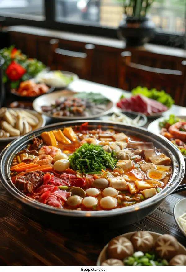 Korean Hot Pot Feast: A Delicious Array of Ingredients
