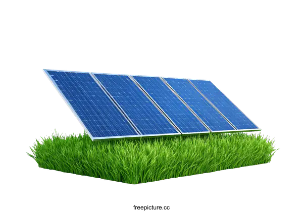 [Transparent Background PNG]Solar Panels on Grass Illustration