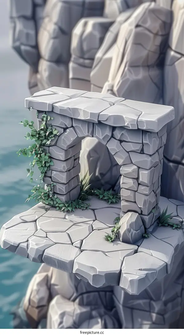 Stone archway nestled in a rocky environment